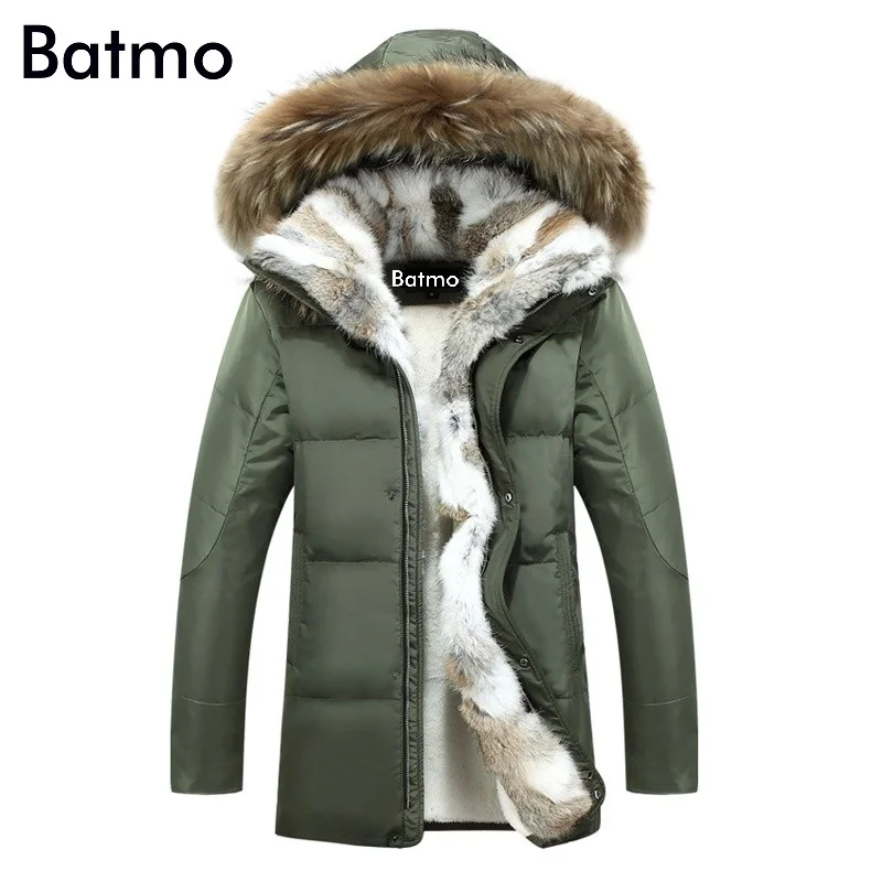Batmo winter High Quality duck down jacket men coat parkas thick Liner male Warm Clothes Rabbit fur collar ,PLUS-SIZE 828