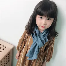 Корея, ручная работа, хлопок, лен, принт с овечкой, детский шарф для девочек, шаль, осенне-зимняя одежда, Accessories-OZKSF020C5