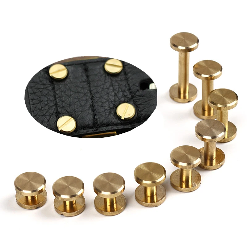 

YIBO 4-20mm 10pcs metal rivet luggage solid screw rivet double head flat belt copper rivet clothing leather luggage accessories