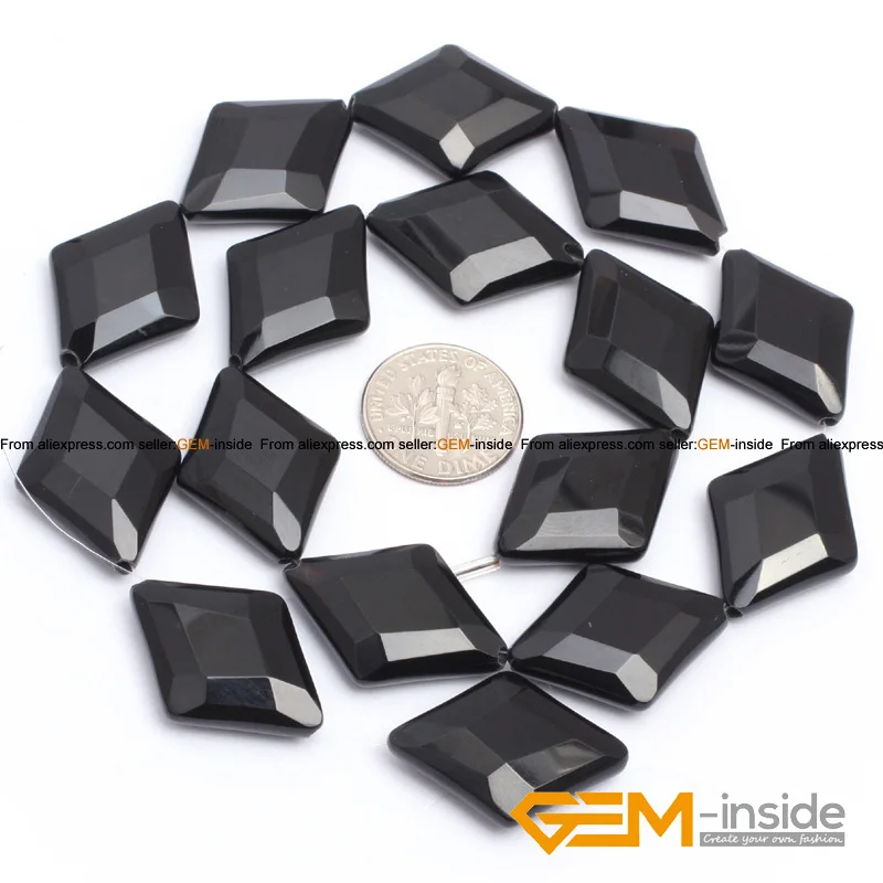Rhombus Faceted Black agat Beads Natural Stone Bead DIY For Jewelry Making Strand 15 inches Wholesale