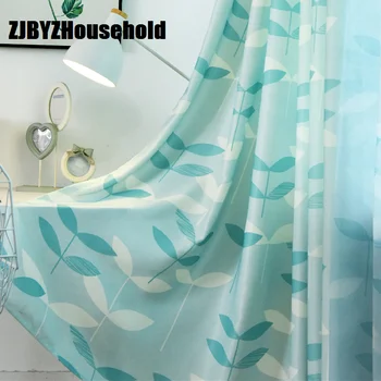 

Scandinavian Large Leaf Curtains for Living Room Finished Shade Cloth Simple Modern Bedroom Floated Window BedRoom Flat Window