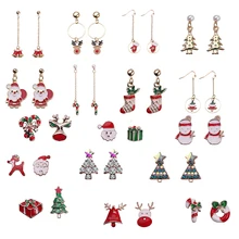 Санта Клаус рождественские серьги снеговик декоративный колокольчик с оленями Рождественская елка Ухо Ювелирные изделия аксессуары прекрасные рождественские подарки для женщин девочек