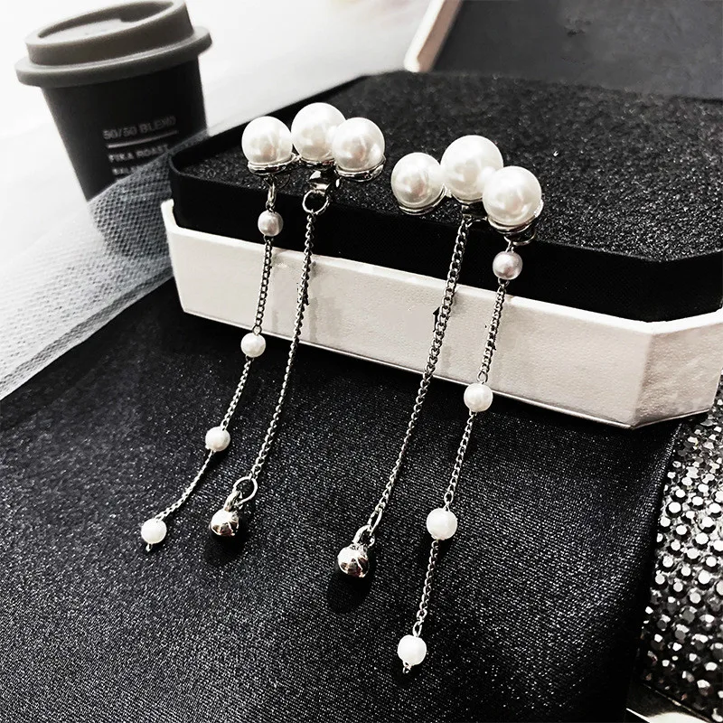 

Trendy Simulated-pearl Geometric Women Dangle Earrings Front Rear Pearl Fringed Eardrop Bohemian Drop Earrings Jewelry Earrings