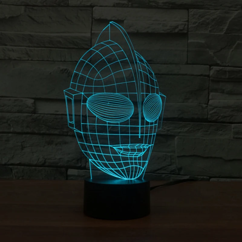 7 color Holiday Atmosphere Decorative Kids gift Ultraman 3D Ilusion Lamp Light LED Night Light