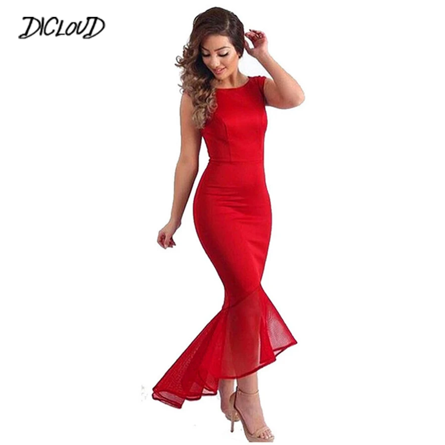 red fishtail dress