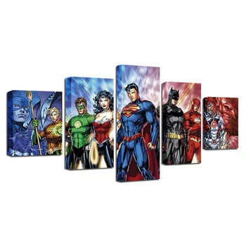 

5 Panels Superhero Comics Movie Poster Canvas Prints Wall Art Painting for Children Kids Home Decor