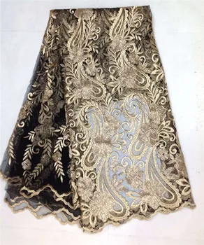 

Latest African laces Fabric Embroidered High Quality African Mesh Tulle Net Lace Fabric With Sequins African Lace For Party JL50