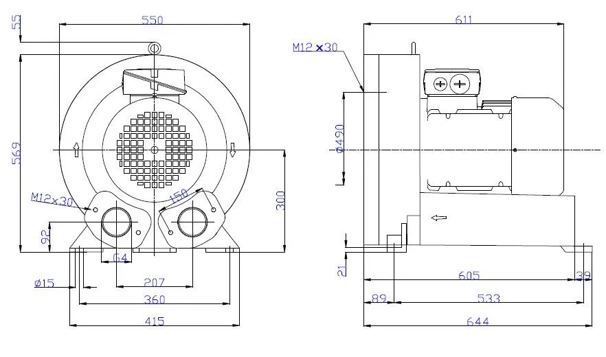 18.5KW индустриальная вакуумная воздуходувка HR9C18500SW