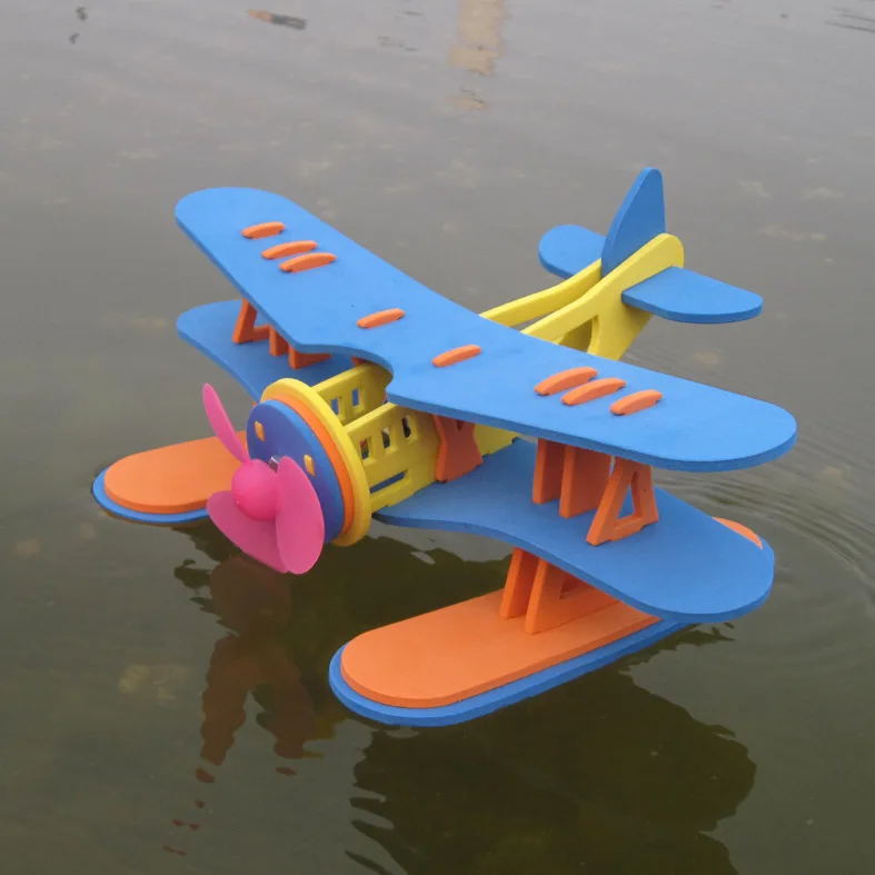 Air Blade Dynamic Seaplane Model Electric Diy Puzzle Toy Handicraft Class Students Toys Educational Electronic Airplane 2021