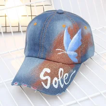 Модная Повседневная джинсовая бронзовая бейсболка ручной работы; сезон весна-осень; шапки для мужчин и женщин; ; кепки; бейсболки