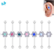 1 шт. 1,6*35+ 5 мм опал заводской пирсинг Хирургическая Нержавеющая сталь Хрящ уха серьги-гвоздики прямая штанга серьги