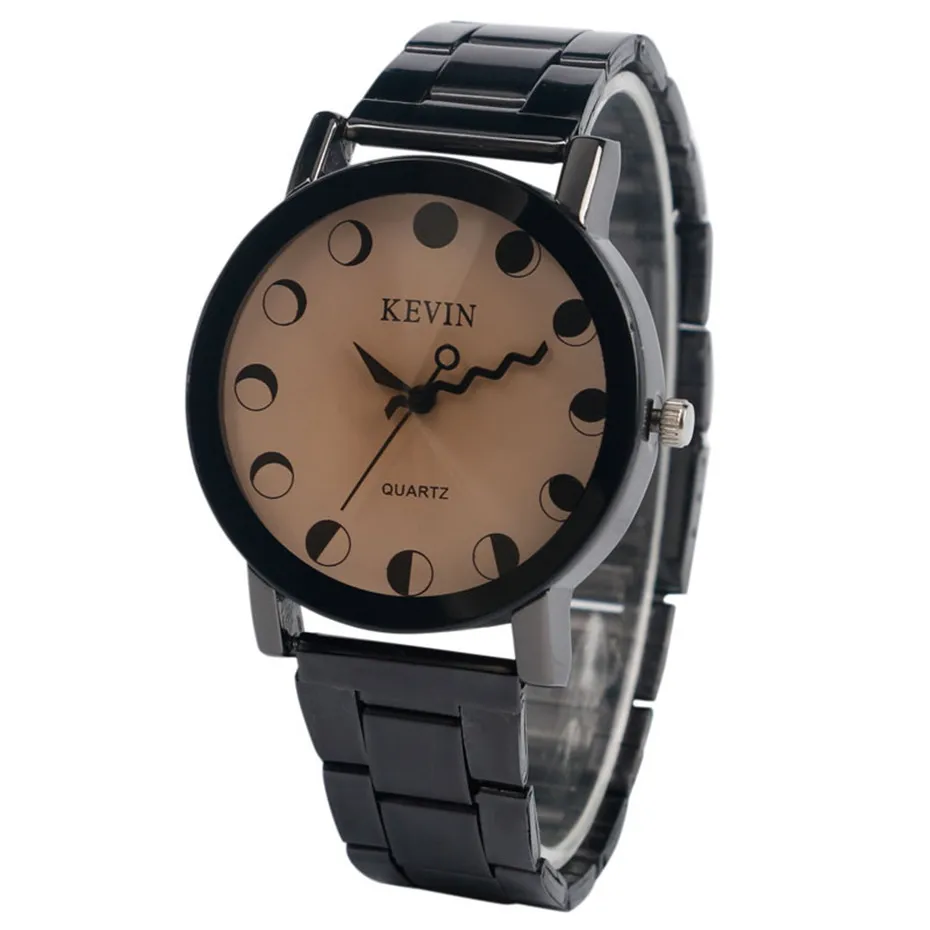 Kevin 2017 Creative Watches Sun Day Night Moon Dial Wave Black Stainless Steel Quartz Men Wristwatch Casual Women Relogio Clock (14)