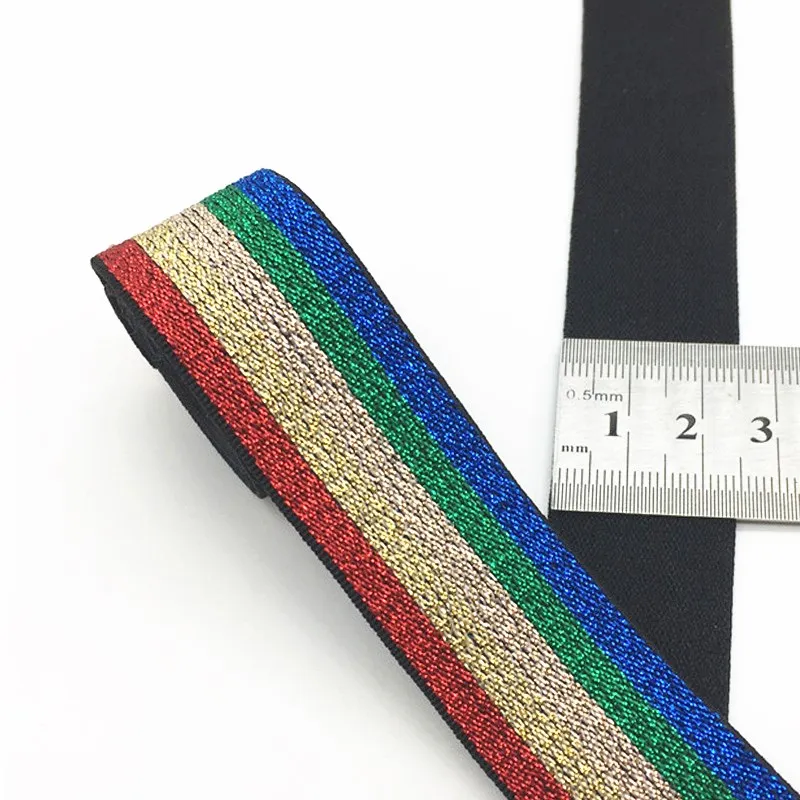 Эластичная лента 25 мм красочные блестящие эластичные ленты s полосатый резиновый ленточный пошив одежда брюки юбка пояс аксессуары 1 метр