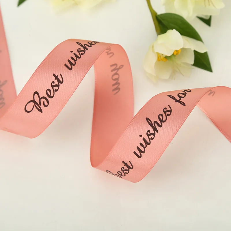 5m/roll 25mm Just For You Printed Polyester Ribbon for Wedding Party Decorations DIY Handmade Bow Craft Ribbons Gifts Wrapping