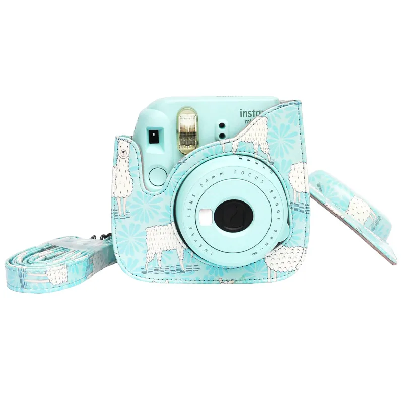 Чехол для Камеры Fujifilm Instax Mini 9 Mini 8 из искусственной кожи Альпака с плечевым ремнем и карманом