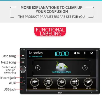 

Yfashion Vehicle-mounted Bluetooth MP5 Player 7'' Resistive Screen Car Radio FM Autoradio Bluetooth Multimedia Car Stereo