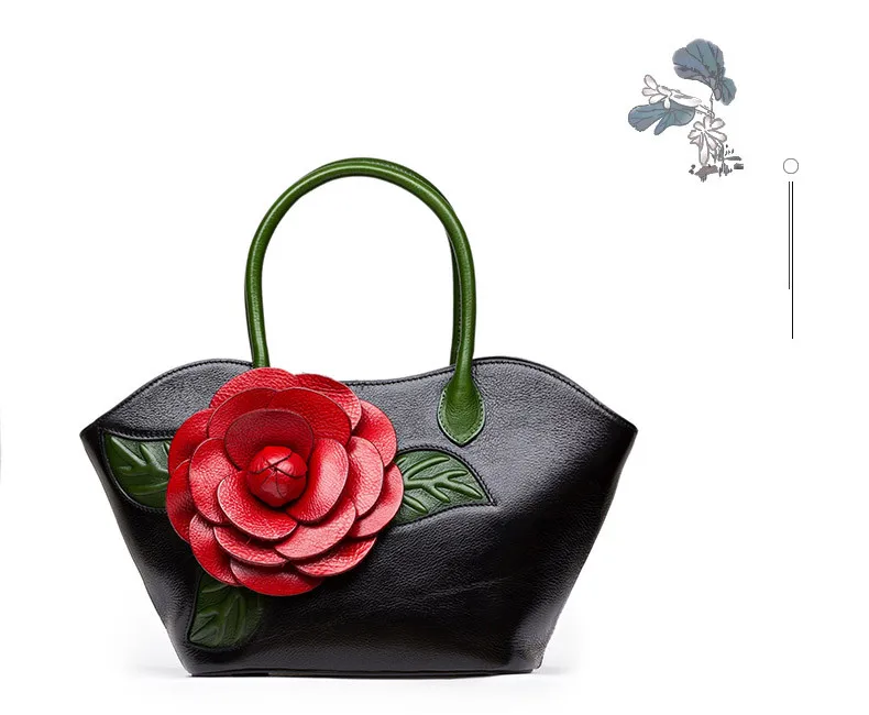 Новая женская сумка из натуральной кожи известных брендов качественная кожаная ручная работа объемные цветы женские сумки