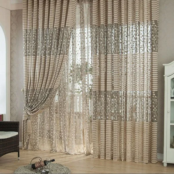 Hot Factory Price Room Leaf Tulle Curtain Door Window Room Leaf Tulle Curtain Door Window Drape Panel Sheer Scarfs Valances Hot