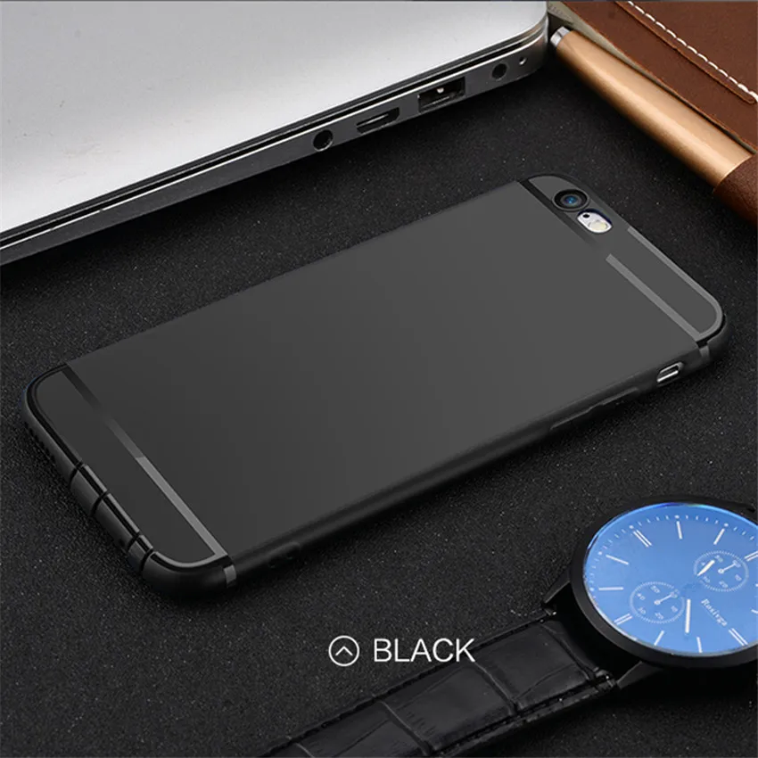 TCICPC для iPhone 6 6 S силиконовый чехол Роскошные тонкий матовый ТПУ Мягкий телефона Чехлы для Apple iPhone 6 6 S плюс Чехол Коке - Цвет: Black