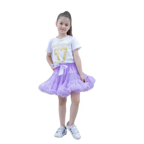 Kephy девочки многослойная короткая юбка принцессы; балетная юбка-пачка для танцев плиссированная фатиновая юбка Детская Юбка для выпускного вечера вечерние юбка - Цвет: lavender