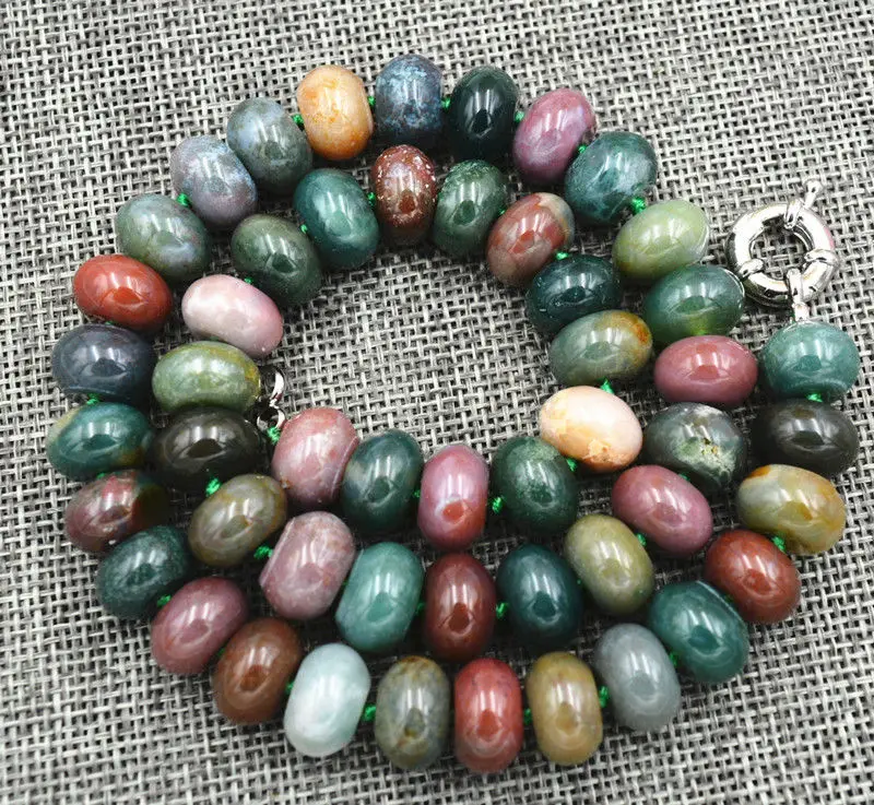 

FREE Shipping Natural 8x12 mm Indian Multicolor Agate Onyx Abacus Necklace 18 "AAA
