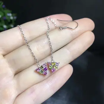 

Fidelity natural tourmaline drop earrings s925 silver fashion fine jewelry for women party Natural color gemstone