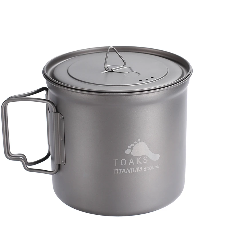 Copo de Titânio Acampamento ao ar Copo de Titânio para Acampamento ao ar Utensílios de Mesa Toaks Ultraleve Livre Fogão para Caça Esportes Pot-1100 1100ml 4 ao ar livre fogão copo de titânio