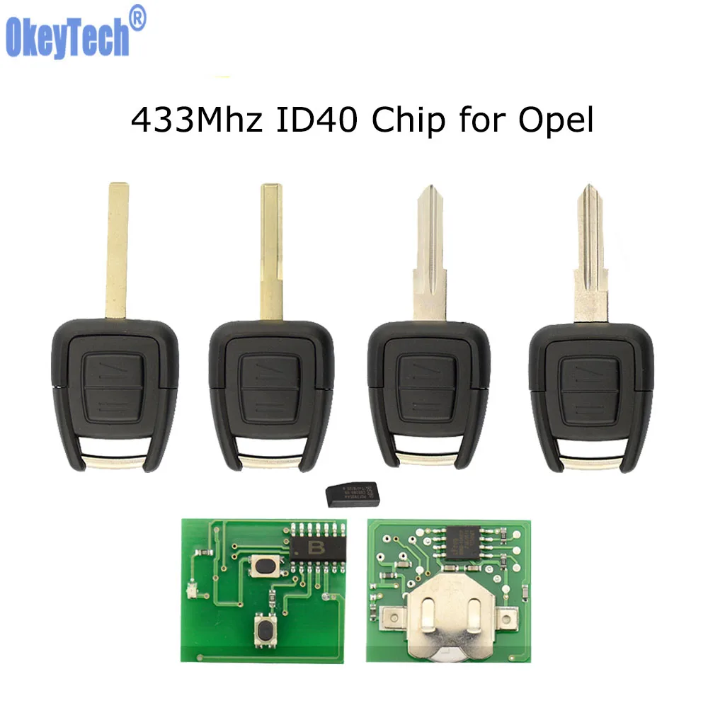 

OkeyTech For Vauxhall Opel Astra Vectra Zafira Remote Control Car Key 2 Button 433Mhz ID40 Chip Uncut HU43/HU100/YM28/HU46 Blade