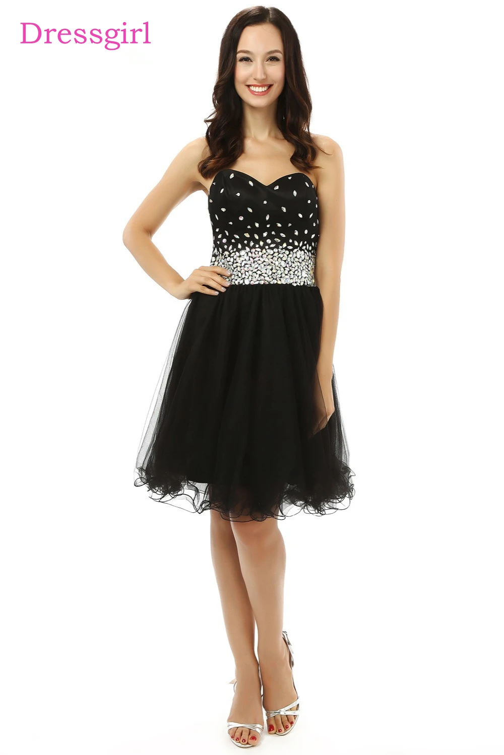 Best Black Dresses A line Sweetheart Short Mini Organza