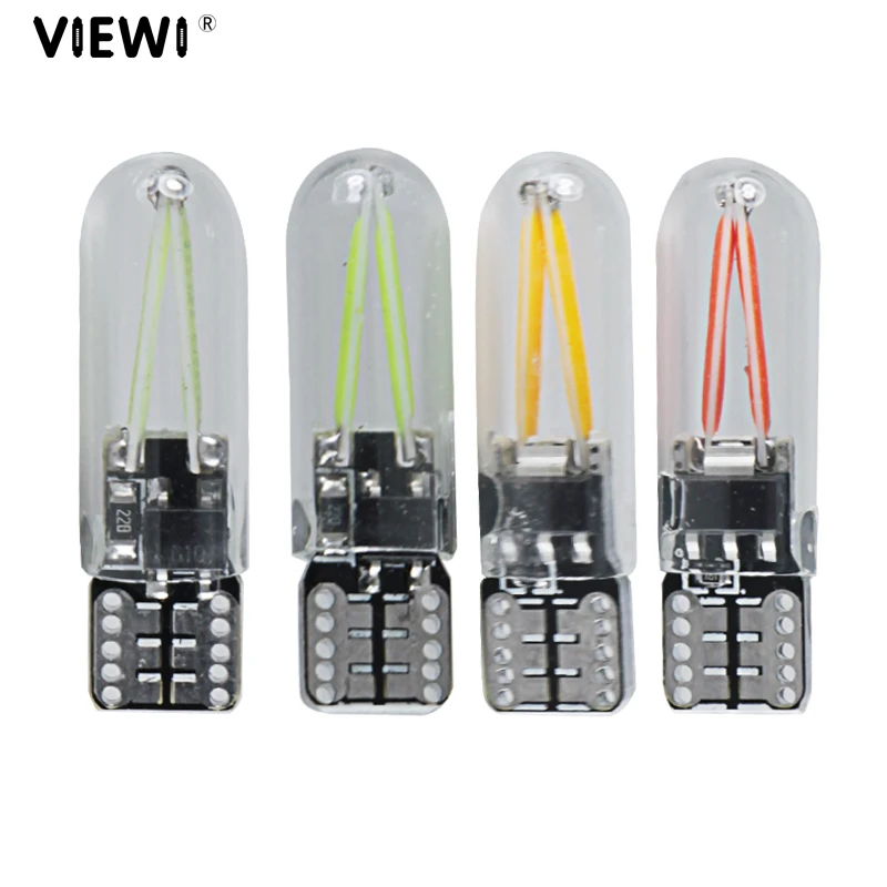 

1piece t10 w5w 12V 24v No Error led interior car truck Filament lights COB glass automobiles reading dome bulb 12 24 V Auto lamp
