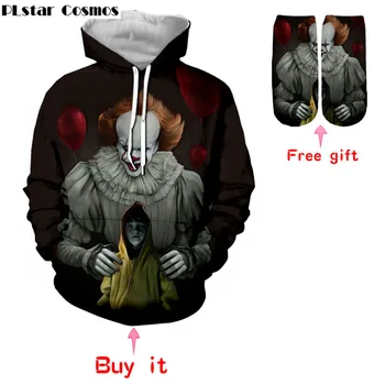 

PLstar Cosmos Newest classic movie Stephen King's It Sweatshirts Hoodies clown cosplay Costumes Halloween horror costume