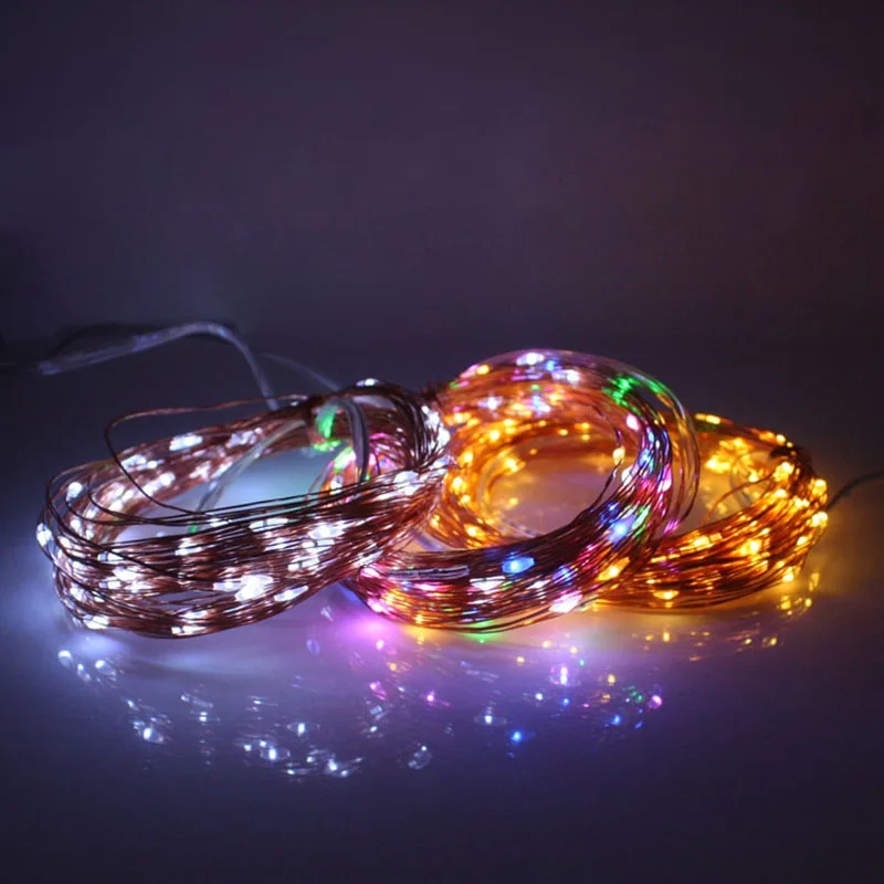 На солнечной энергии 10 м 100 LED медная проволока Гирлянда для свадьбы