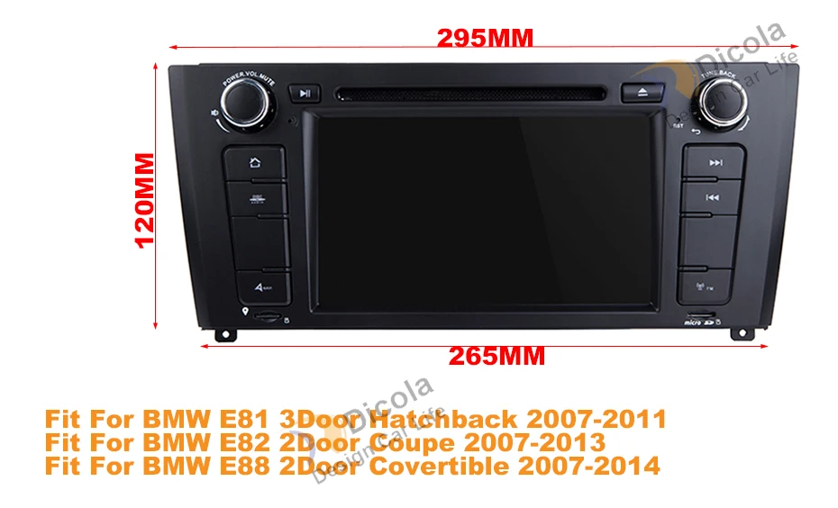 Clearance 7"1 Din Android 9.1 Quad Core Car Radio GPS Navi Car DVD Player For BMW 1 Serie E81 E82 E87 E88 I20 2004-2011 Head Unit BT Wifi 0