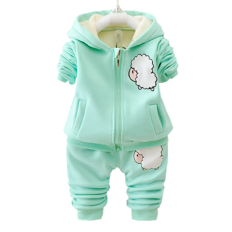 

Autumn Winter Children Boys Girls Fashion Clothing Set Cartoon Cotton Baby Hooded Jacket Coats + Pants 2pcs sets Kids Clothes