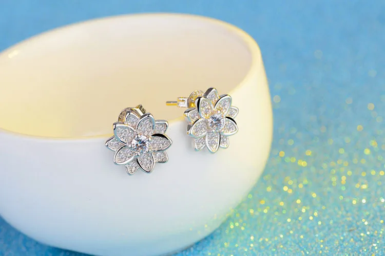 Женские серьги гвоздики из серебра 925 пробы с цирконом|earrings women|earrings fashionfashion earrings |
