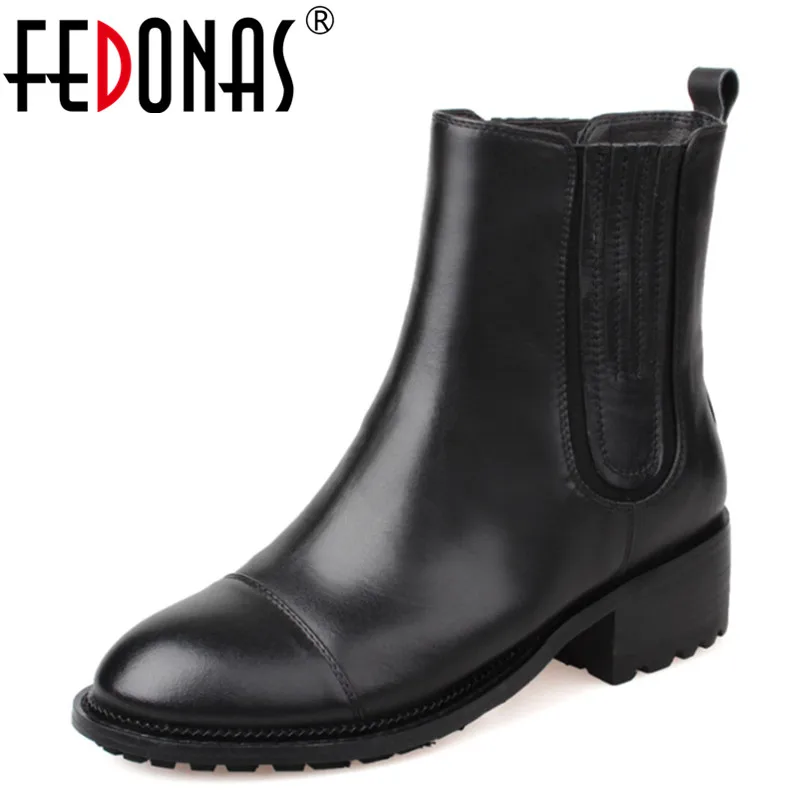 Negro Otoño Motocicleta Genuino De La Zapatos Tobillo Cuero Fedonas Mujer Mujeres Botas 2017 Moda Marca Invierno Las Calientes HnqAT