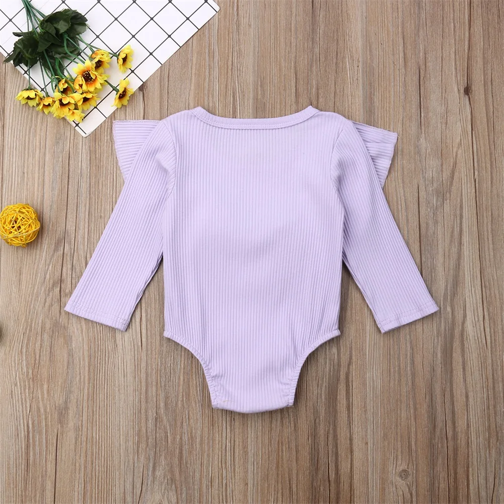 AU Newborn Baby Girl 0-24M Long Sleeve Ruffle Romper Jumpsuit Outfit Clothes 7 Colors