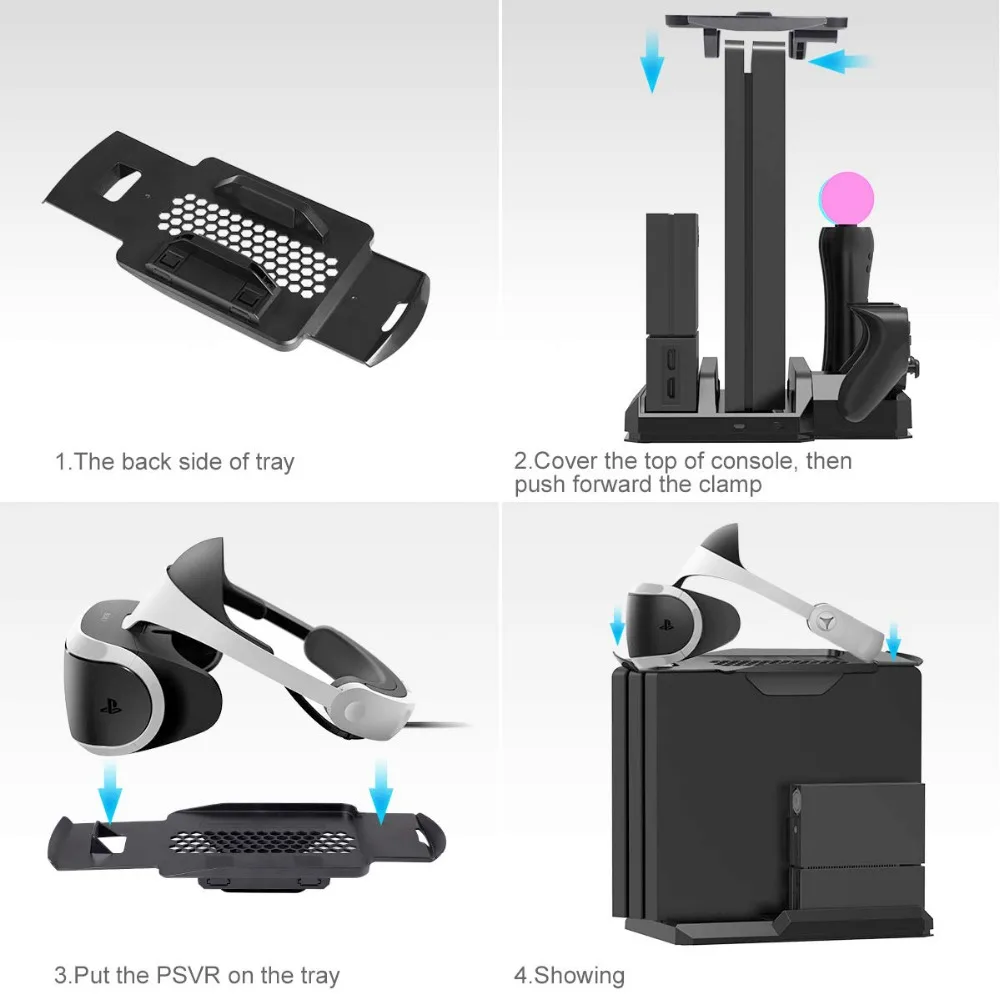  PS4 Pro Slim / PS VR Move Multifunctional Cooling Stand & Controller Charging Dock Station for Play