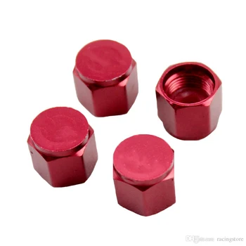 

4 VOLK RACING TIRE VALVE STEM CAPS FORGED ALUMINUM RED UNIVERSAL JDM U