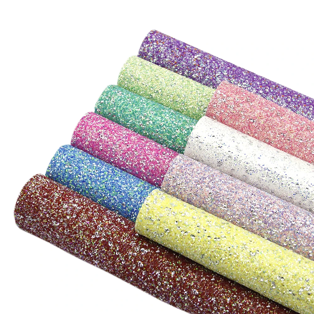 

david angie 20*34cm Chunky Glitter Faux Artificial Synthetic Leather Fabric Bowknot Bags DIY Decoration Crafts 1piece,1Yc6092