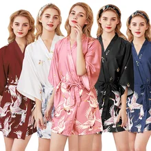 Летнее женское мини-кимоно, халат, женский, искусственный шелк, банное платье, Yukata, ночная рубашка, одежда для сна, ночная рубашка, модная Пижама, размер M-XXL