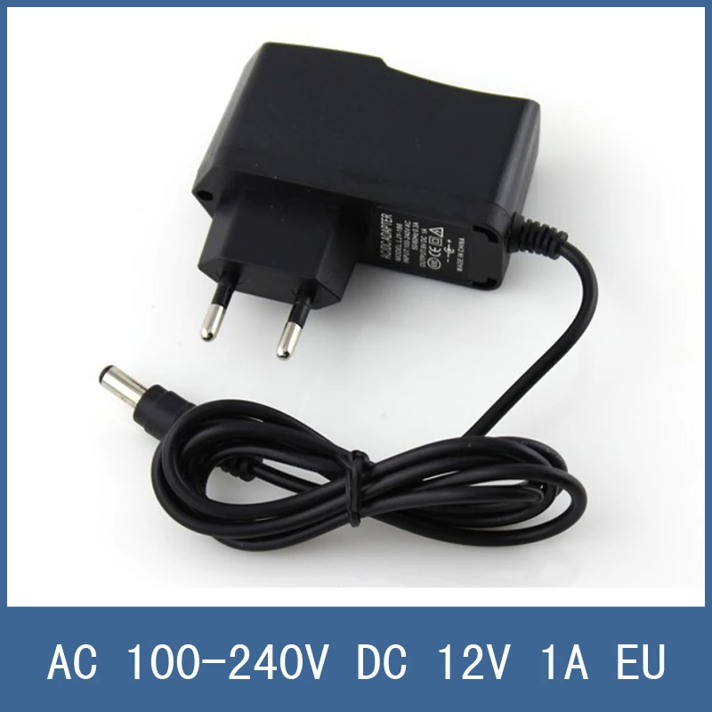 

High Quality AC 100-240V DC 12V 1A EU Plug Power Charger Adapter for CCTV Camera , 2.1mm * 5.5mm Male , Free Shipping