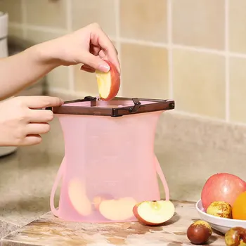 

Silicone Food Fresh Bags 18*20cm Reusable Sealed Storage Bags Refrigerator Fruit Meat Milk Storage Containers Ziplock Bag Food S