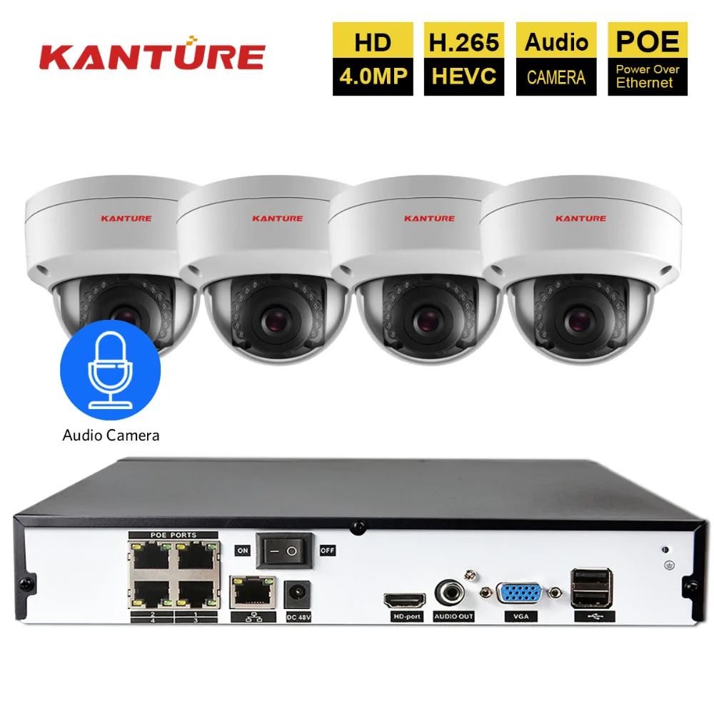 H.265 4CH 5MP POE IP CCTV система NVR 4 шт. аудио 4MP IP66 камера безопасности/на открытом воздухе