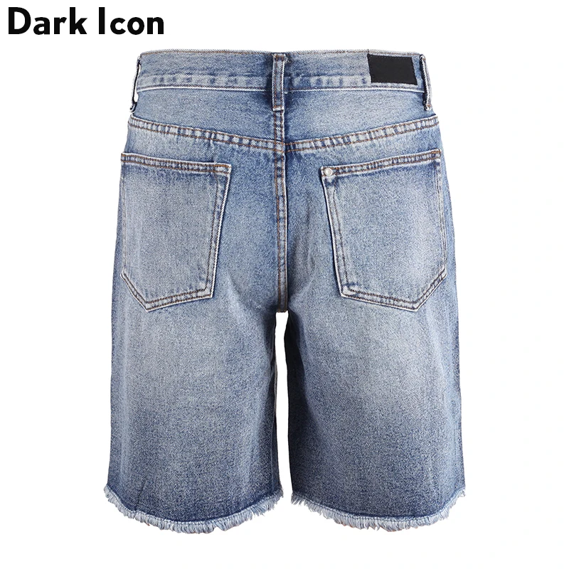 Свободные Рваные джинсовые шорты с темной иконой, мужские шорты, летние уличные модные мужские шорты