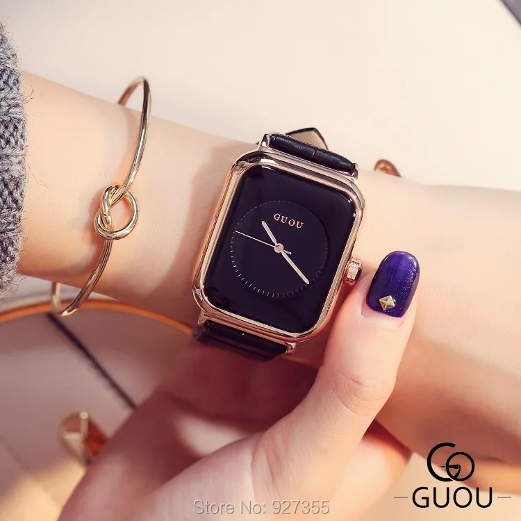 

GUOU 2017 Fashion Women Square WristWatch Watches Ladies Luxury Brand Quartz Watch Female Clock Relogio Feminino Montre Femme