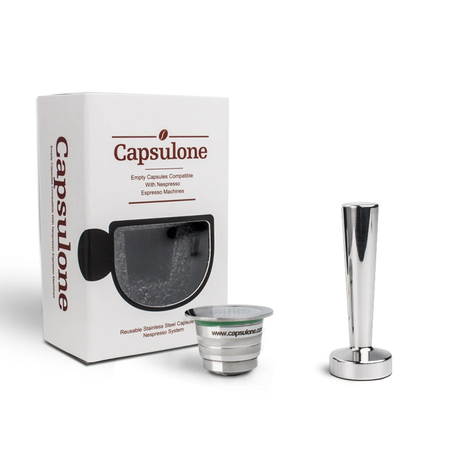

Capsulone/STAINLESS STEEL Metal nespresoo Machine Compatible Refillable Reusable capsule and coffee tamper/nespresso capsule