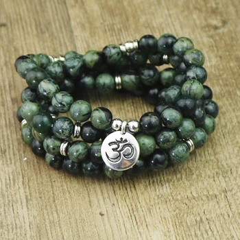 

Handmade 108 Nature Kambaba Nasper Beads Reiki Healing Wrap Bracelets Yogi Jewelry Women Men Natural Stone Bracelet