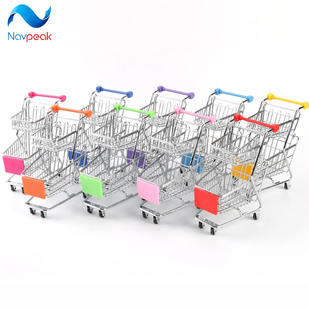 

Double Layers Creative Storage Mini Shopping Cart Desktop mini supermarket trolleys originality pure hand-painted storage box
