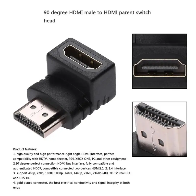 1080p HDMI Мужской к HDMI Женский Кабель адаптер, преобразователь, удлинитель 90 градусов hdmi адаптер для PS4